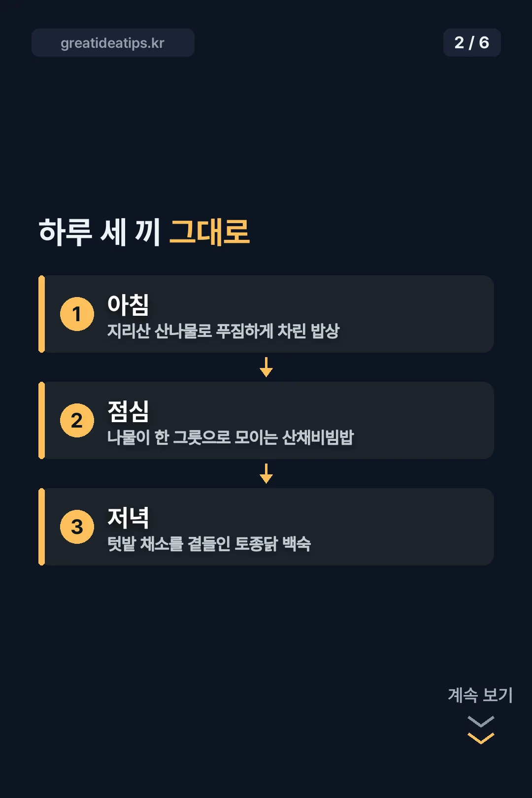 하루 세 끼 구성