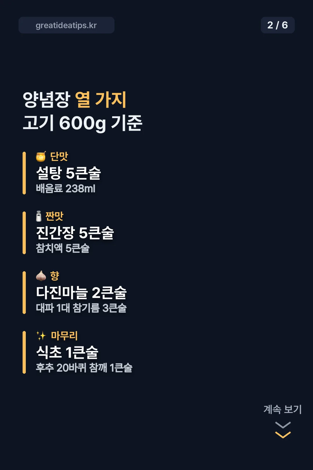 양념장 열 가지 계량